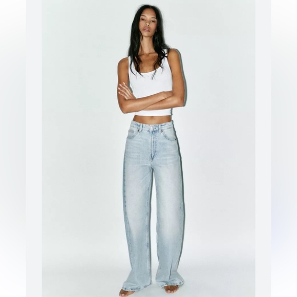 Zara High Waist Extra Wide Leg Jeans - Picture 1 of 9